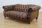 Lewis Montgomery 3 Seater Chesterfield Sofa Brown Antique leather